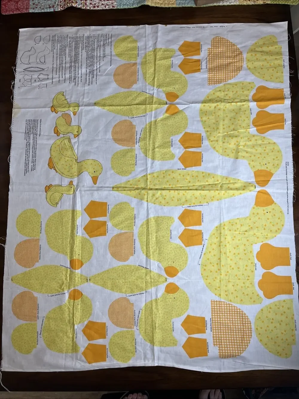 Vintage VIP Cranston Cotton Quilt Fabric Calico Gingham Stuffed Duck Panel Sew